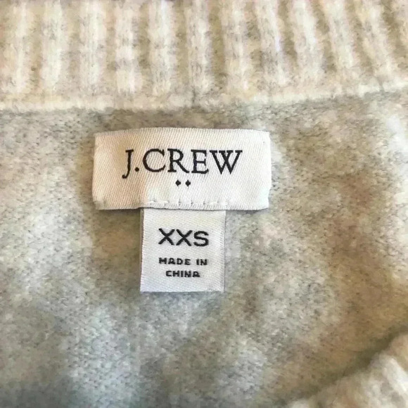 J. Crew Factory | Wool Blend Cream/Heather Gray Crewneck Longer Sweater - Picture 3 of 5
